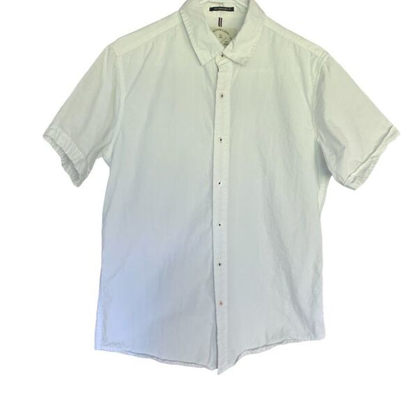 Native Code Boys Button Down White Short Sleeve Shirt Button Details Sz Medium - Picture 1 of 12
